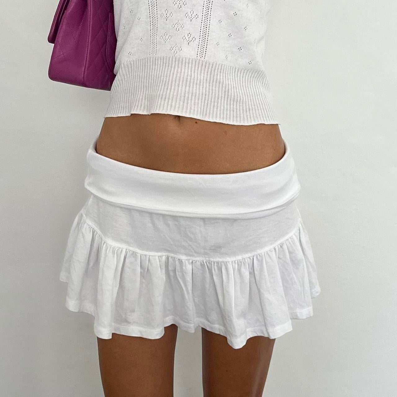 Vintage while fold over mini skirt