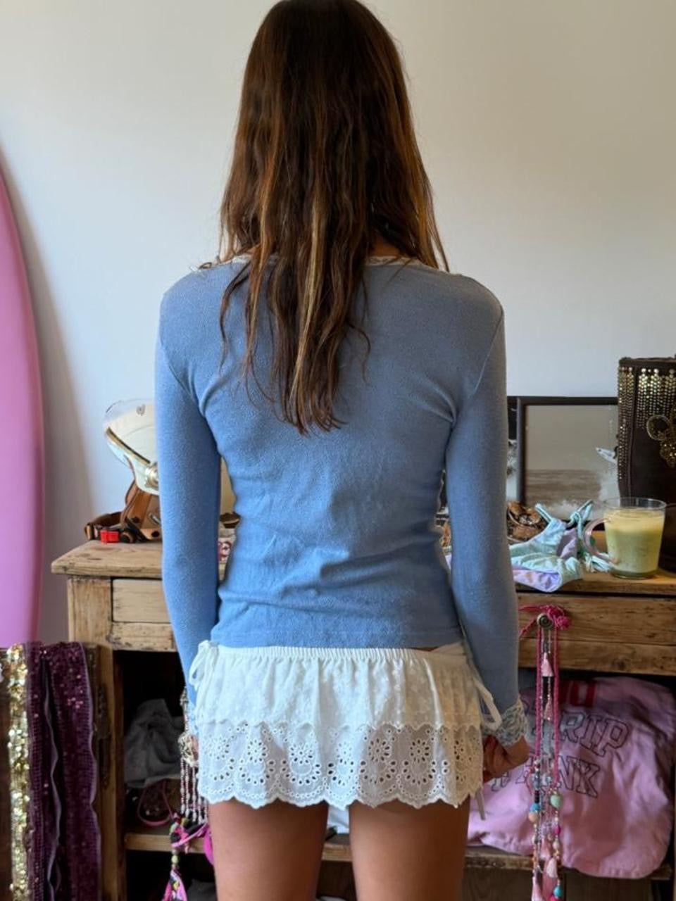 Vintage 00’s lace blue cardigan long sleeve top