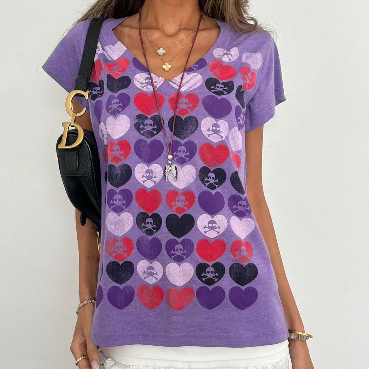 Vintage 00s purple skull and crossbones top
