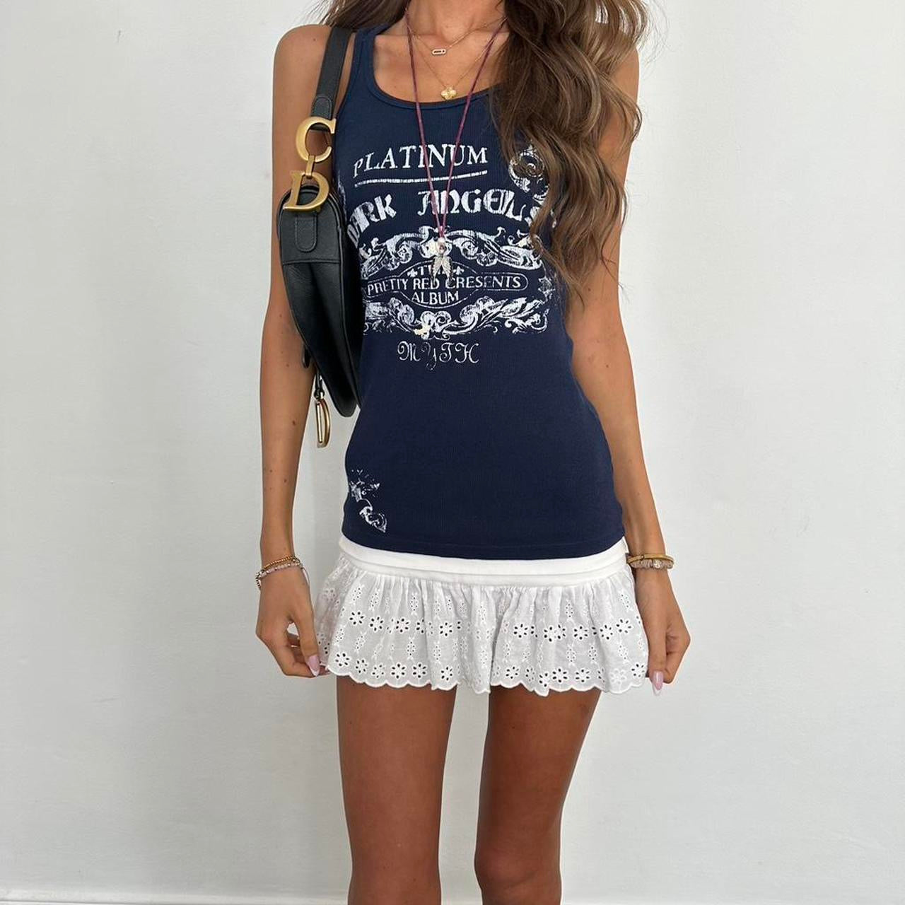 Vintage 00s navy graphic cami top