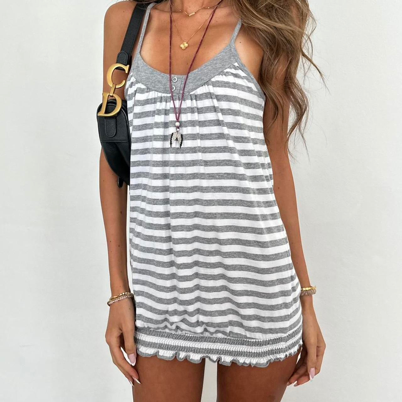 Vintage 2000s grey striped mini dress