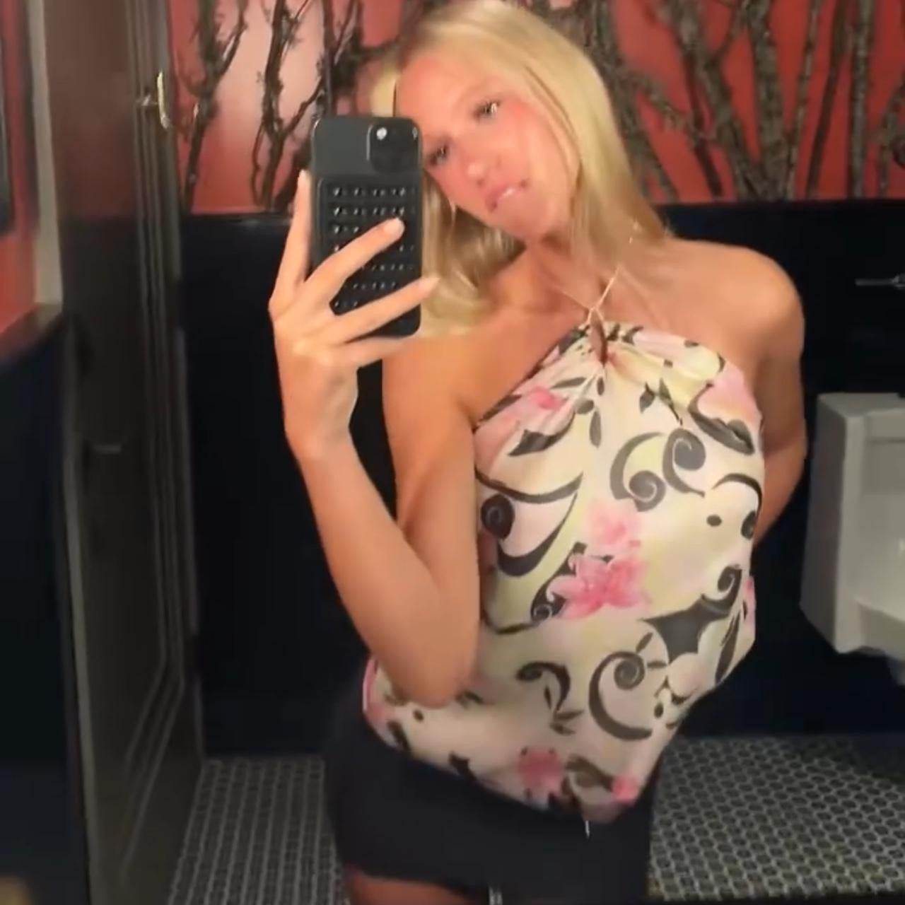 Vintage 90’s silk pink lily top