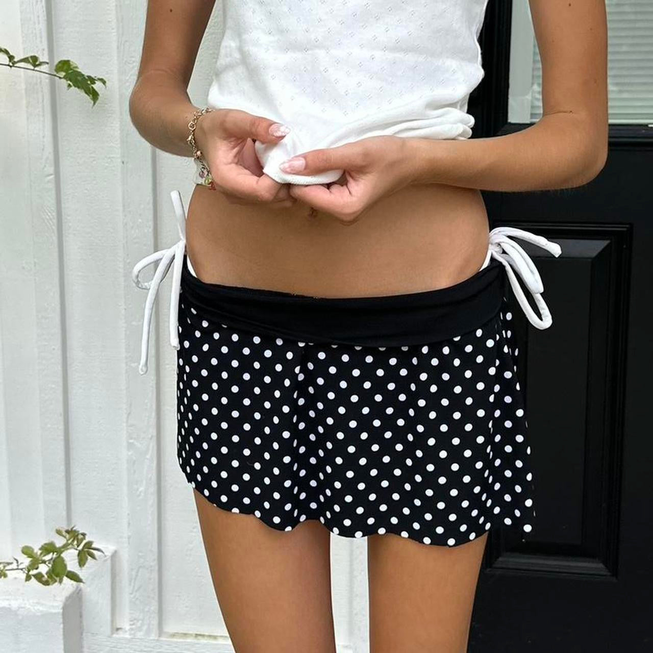 Vintage 90’s polka dots folded waist mini skirt