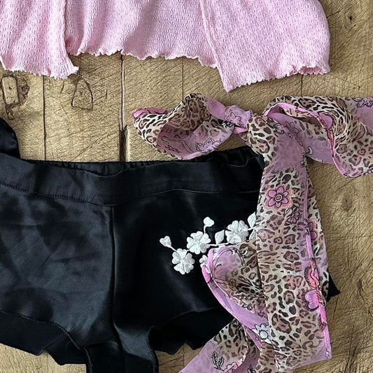 Pink leopard print silky scarf