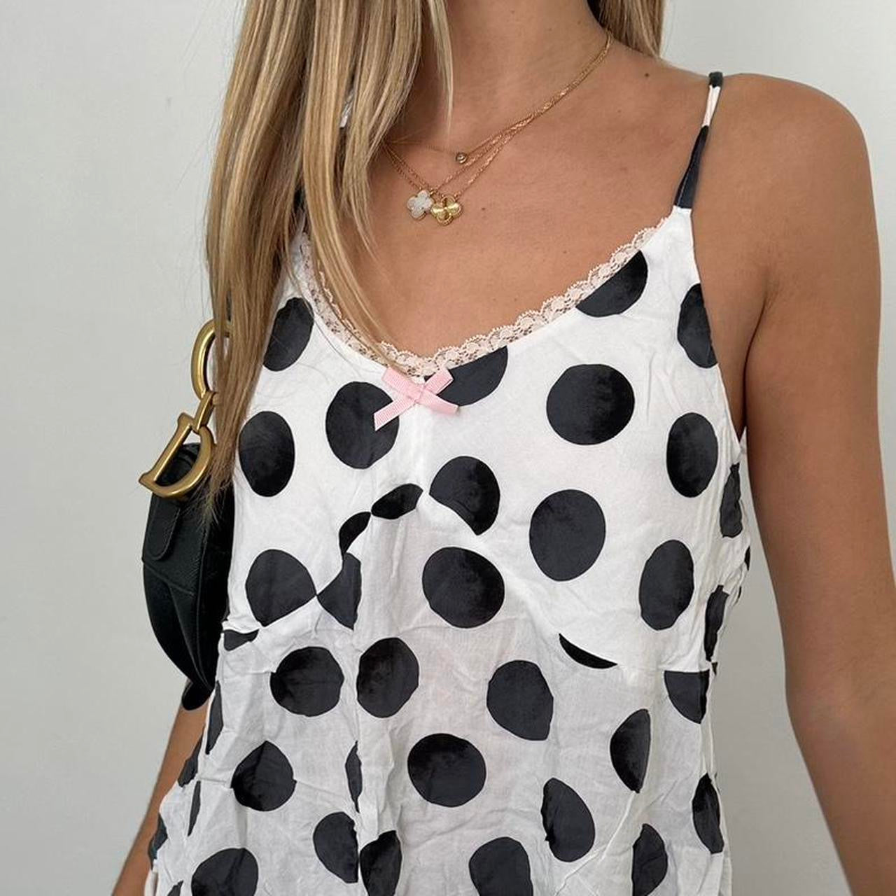 Vintage black polka dot top