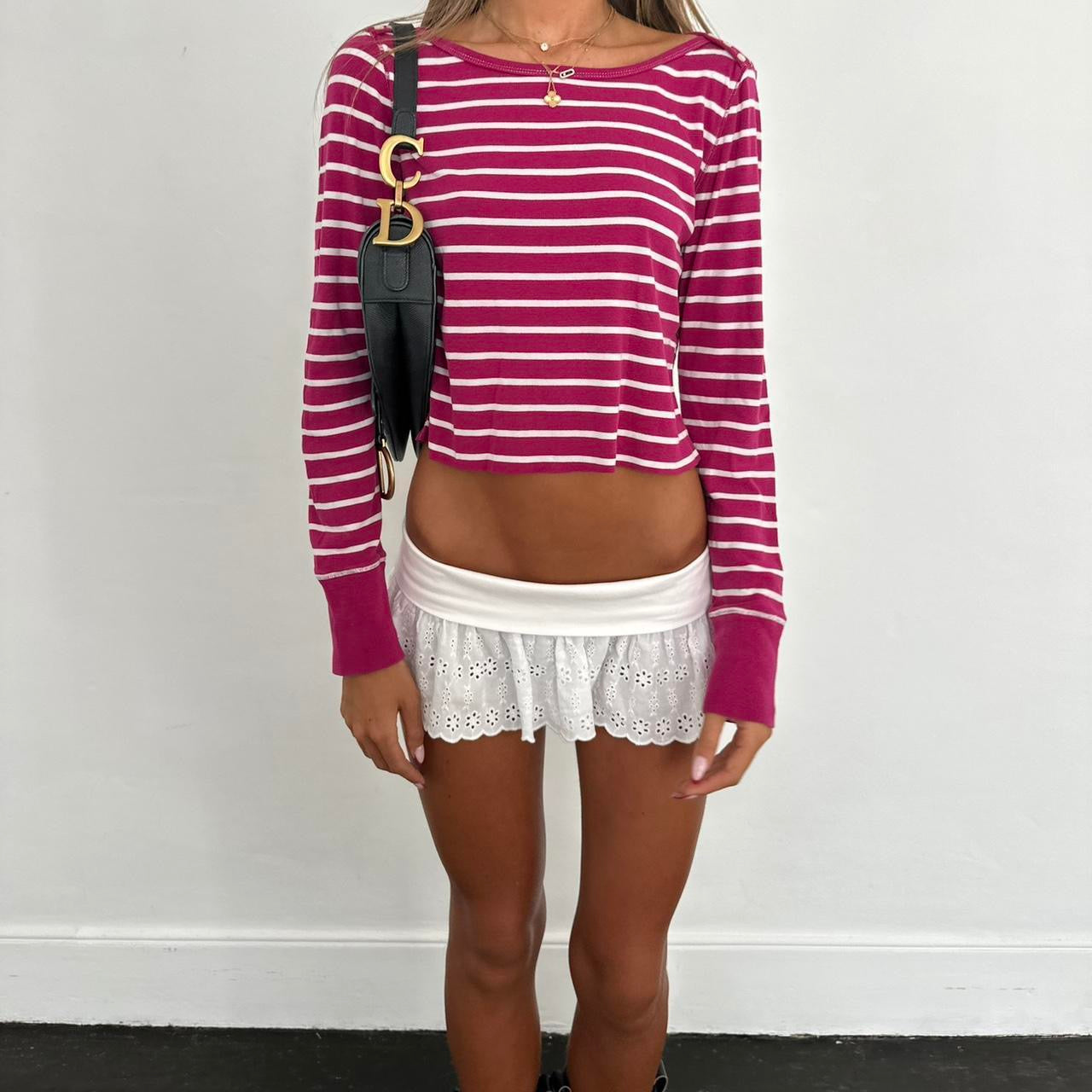 Vintage 90’s Ralph Lauren striped dark pink long sleeve top