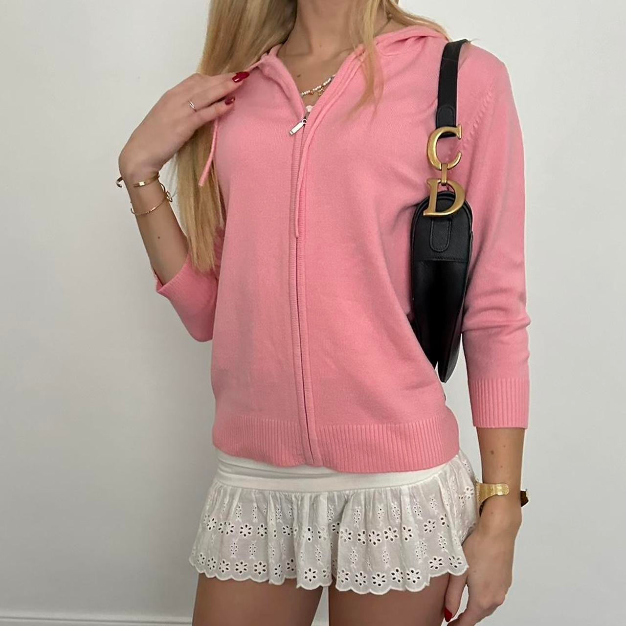 Vintage 90’s light pink knit zip up hoodie