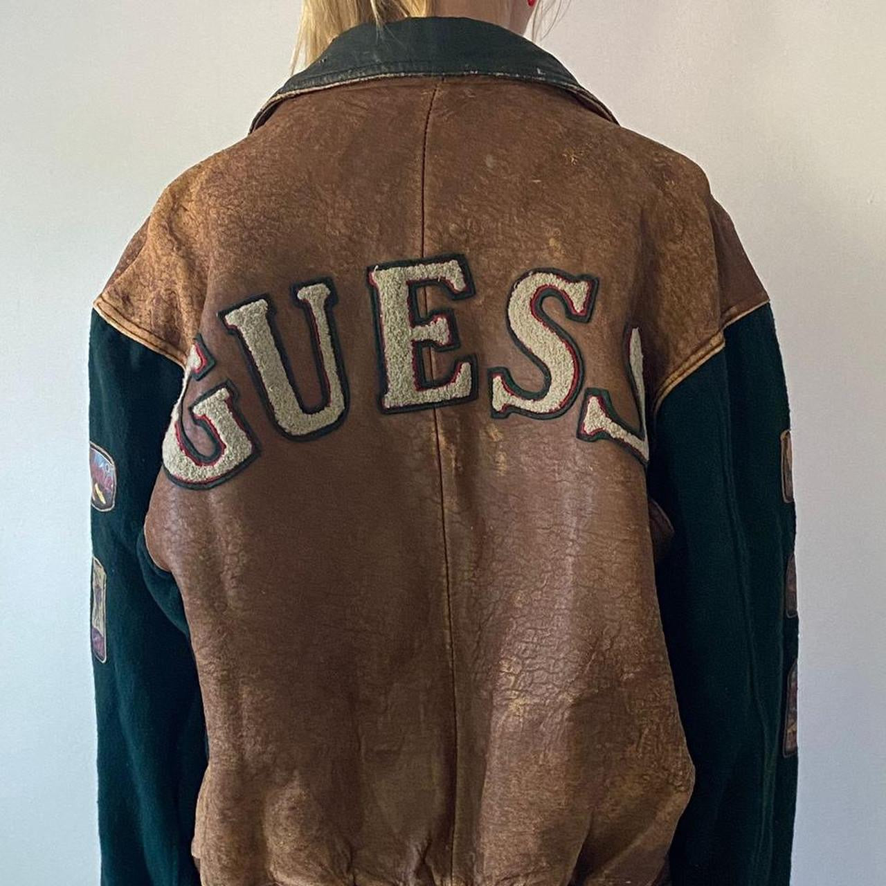 Vintage 90’s Guess leather varsity USA jacket