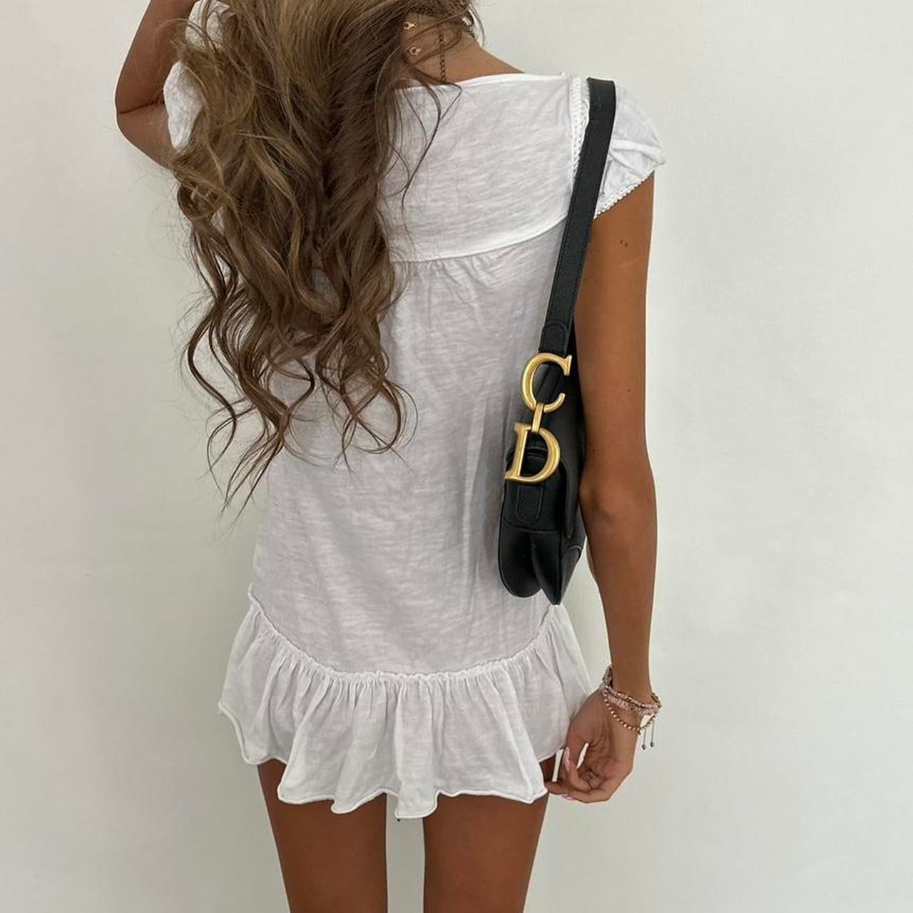 Vintage 00s white long top styled as micro dress