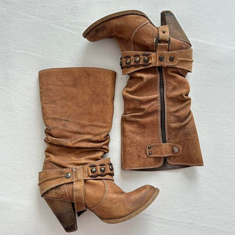 Vintage buckle bohemian boots