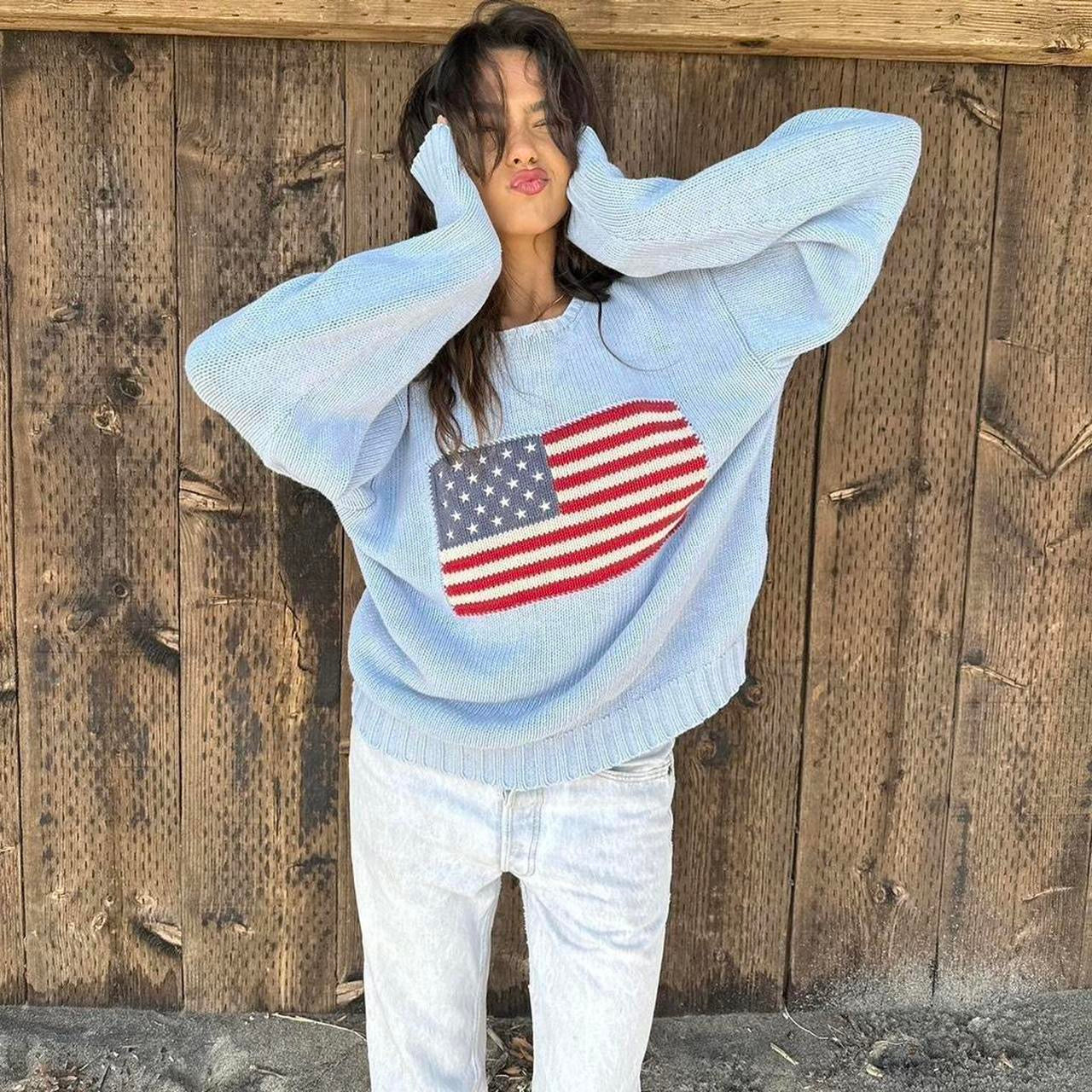 Vintage 90s Ralph Lauren blue cotton knit jumper