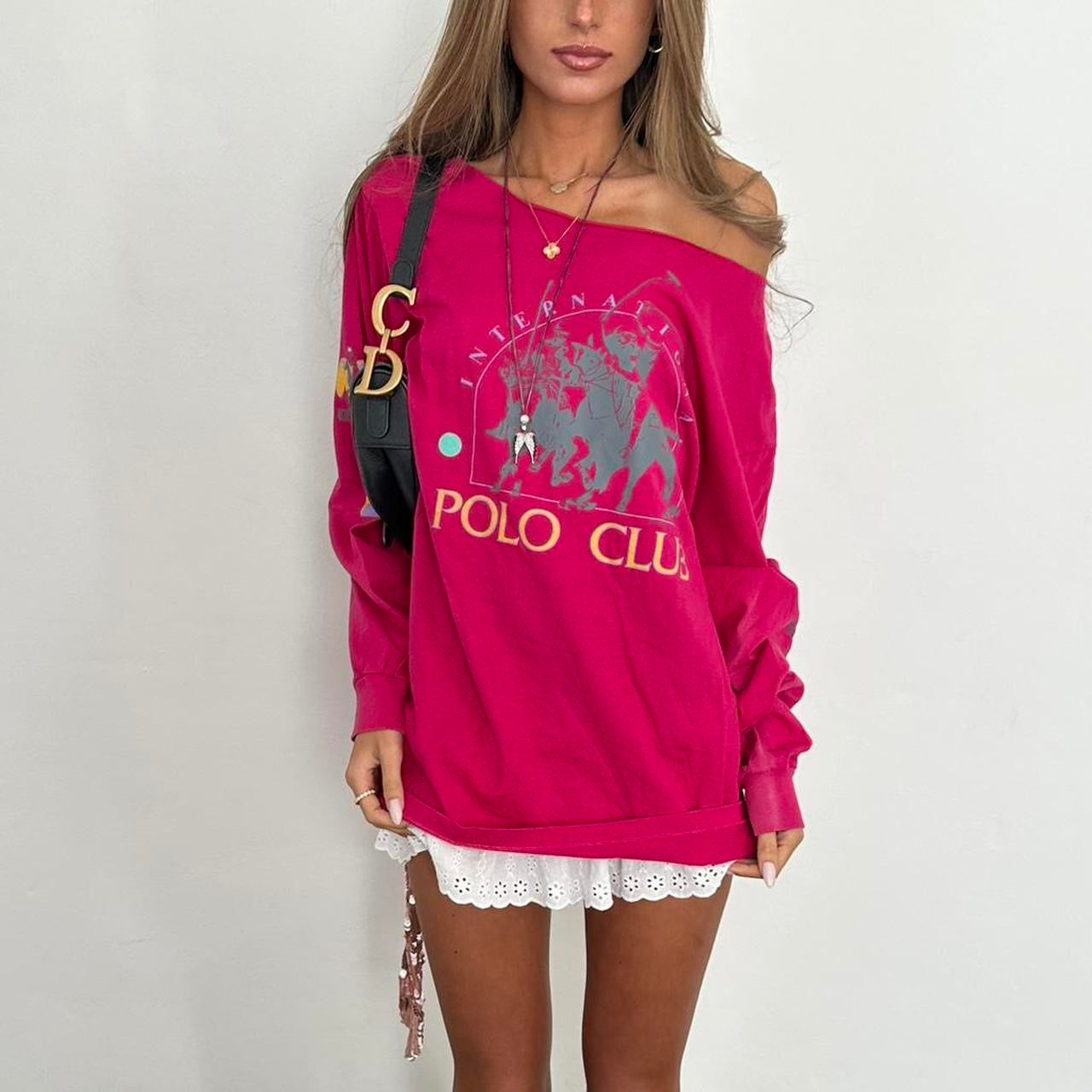 Vintage 00s pink polo club long sleeve top