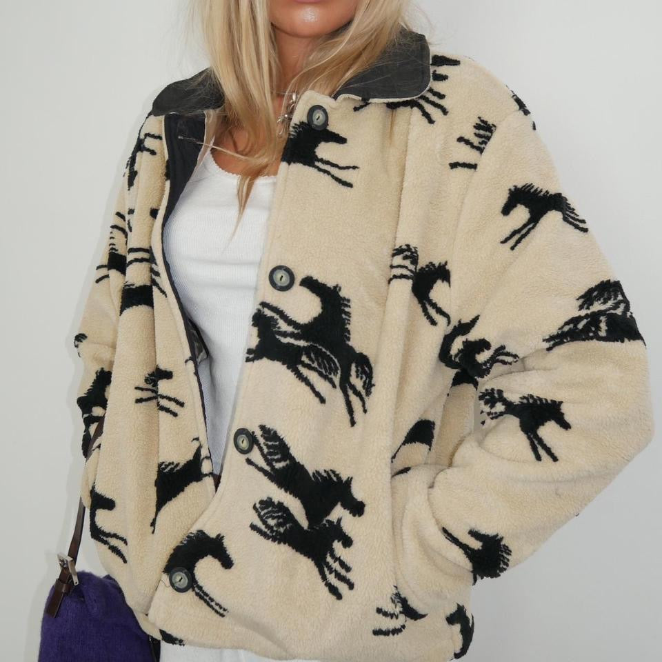 Vintage horse equestrian fleece jacket