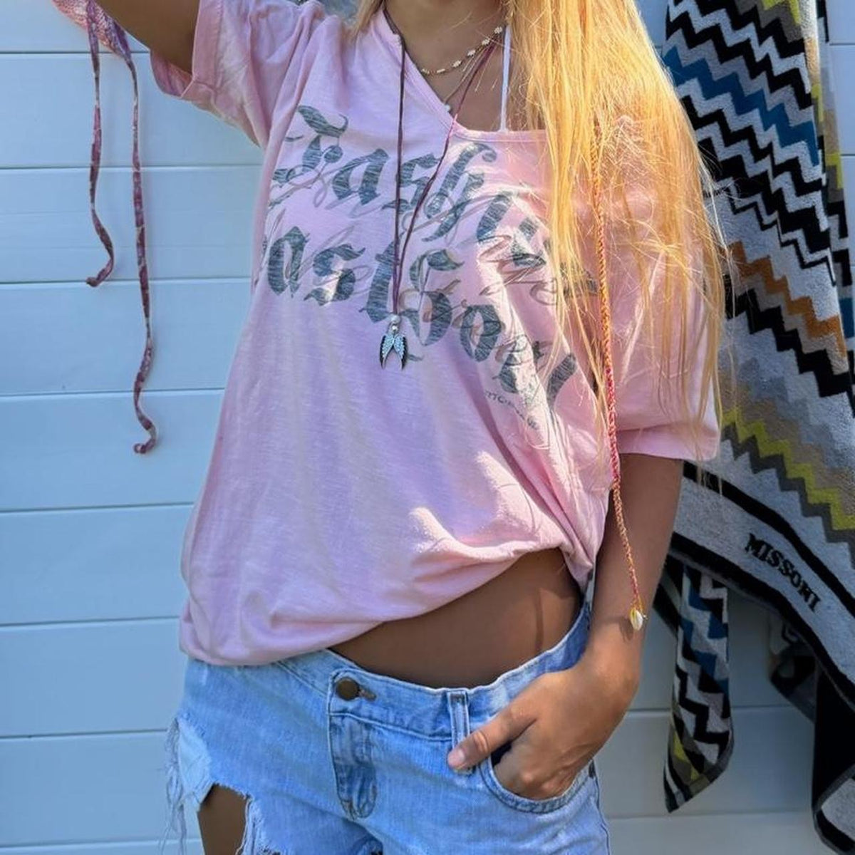 Vintage oversized script design pink baby top