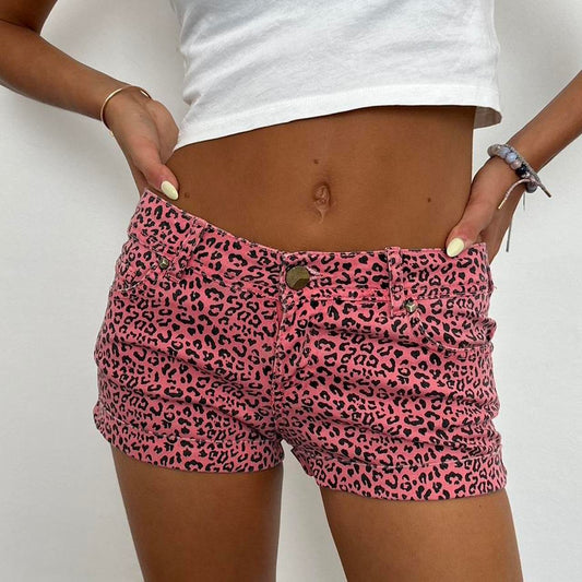 Vintage pink leopard shorts