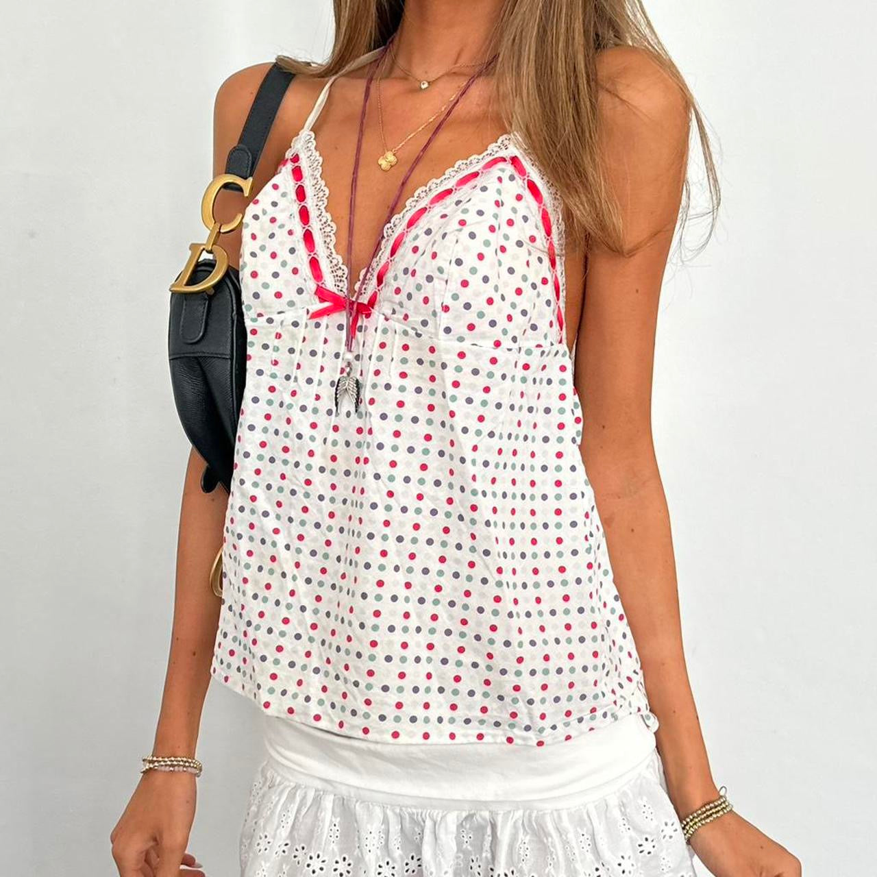 Vintage 2000’s colourful babydoll cami top