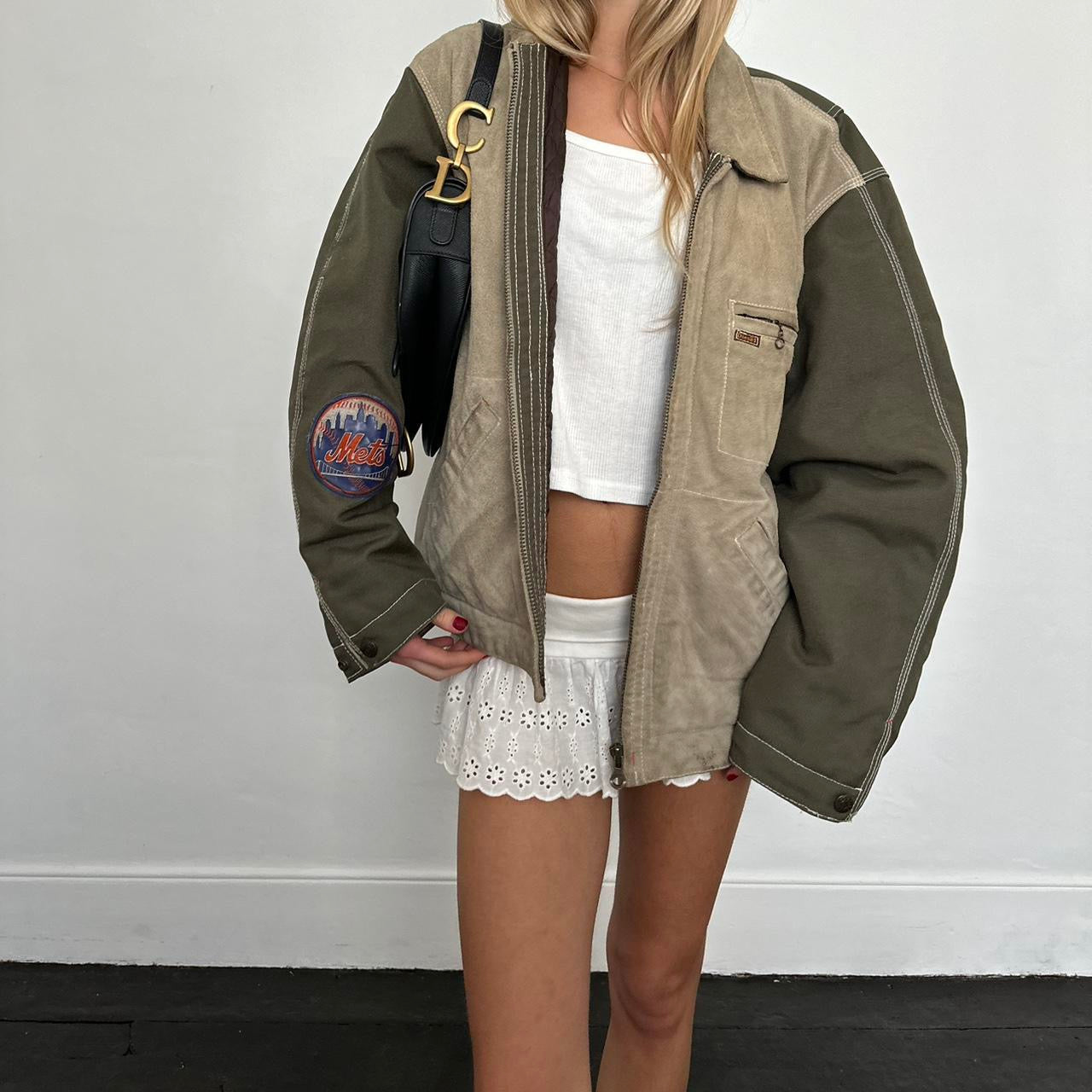 Vintage 90’s khaki suede and canvas jacket