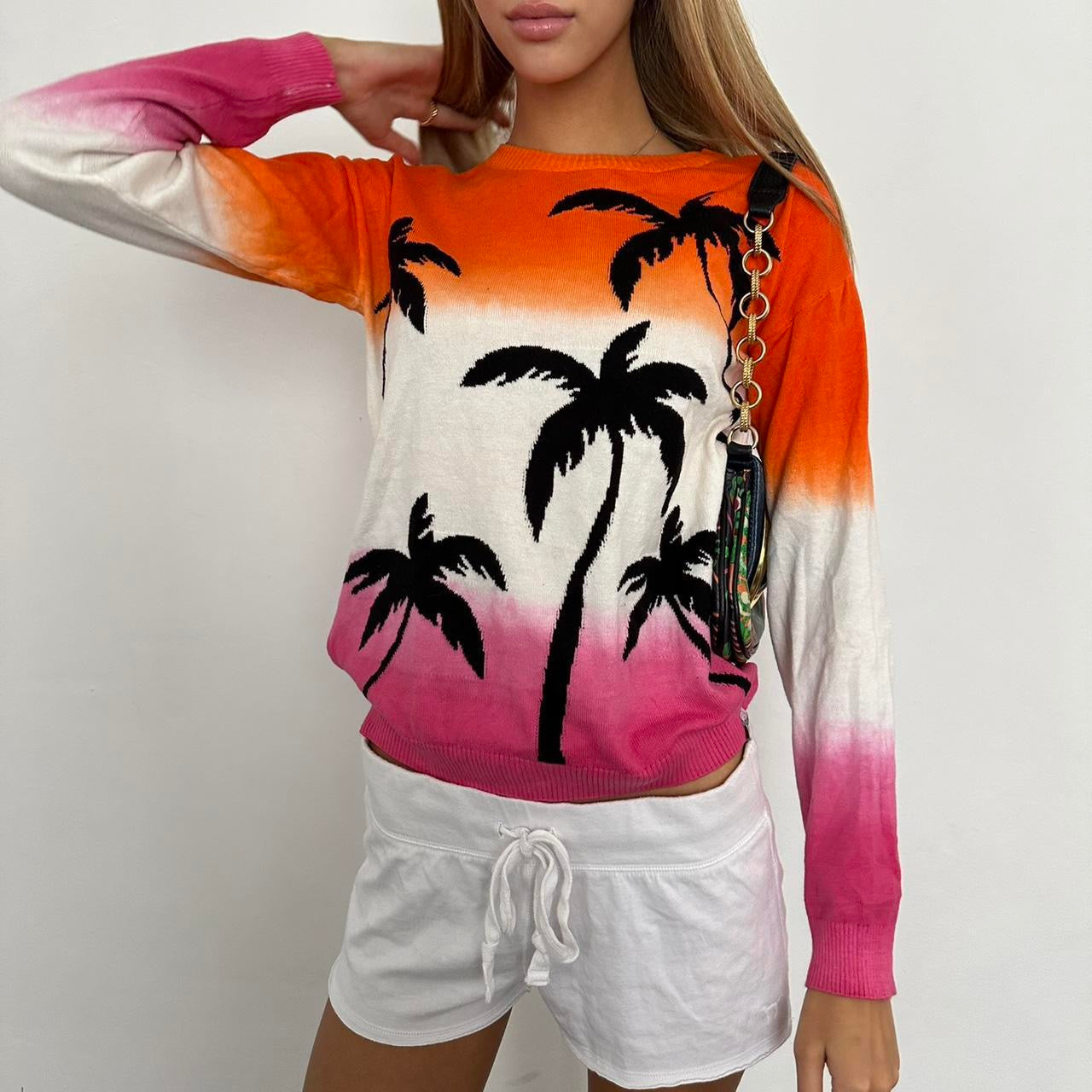 Vintage 90’s surf girl palm tree sweater