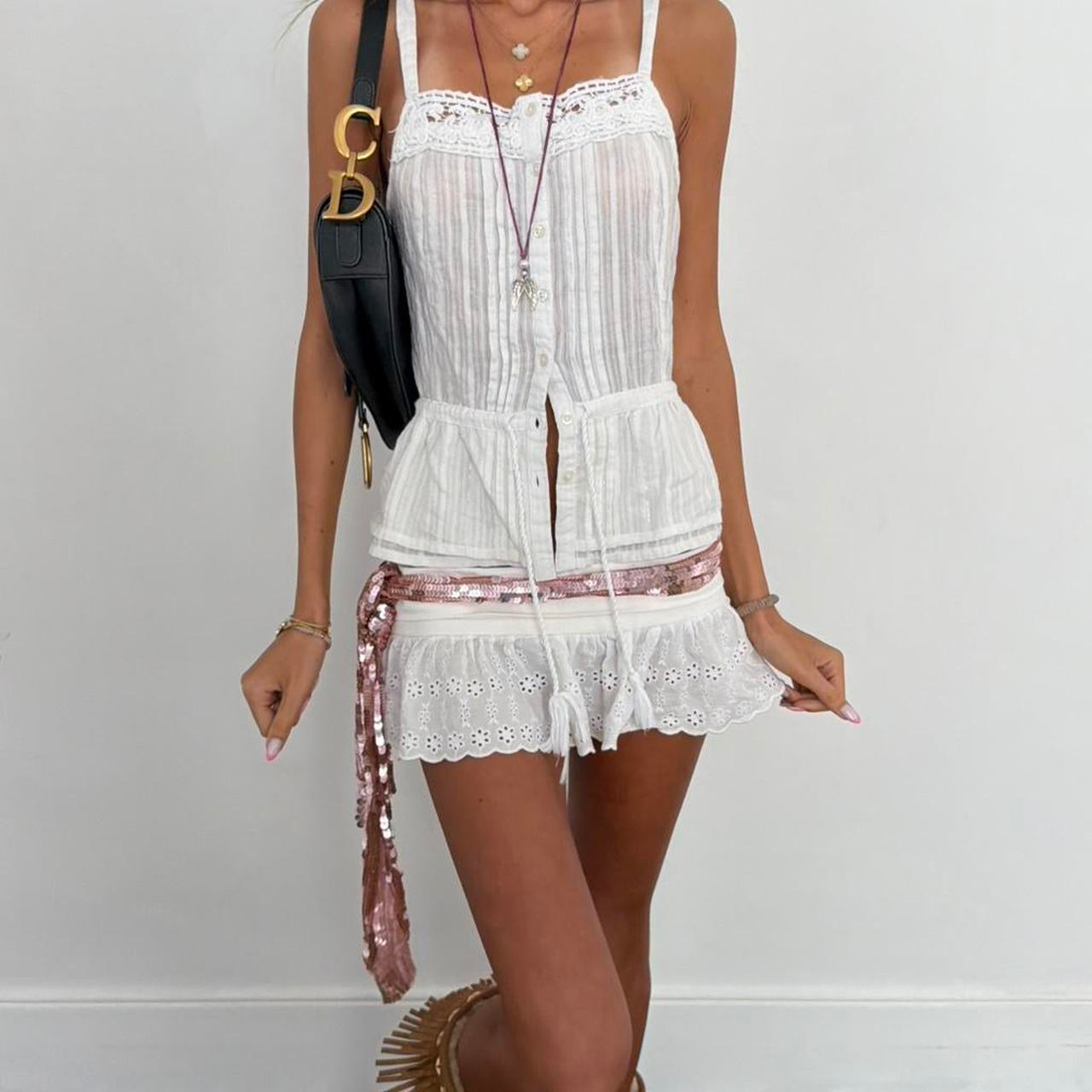 Vintage 00s white boho top