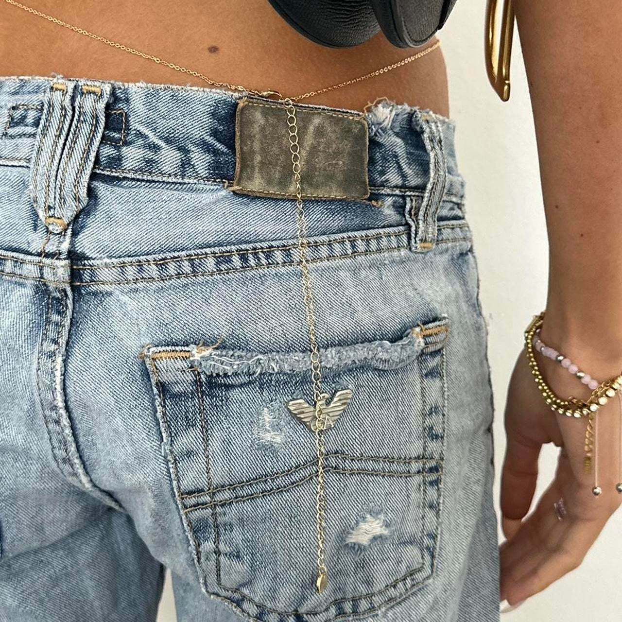 Vintage 00s Armani distressed denim mini shorts