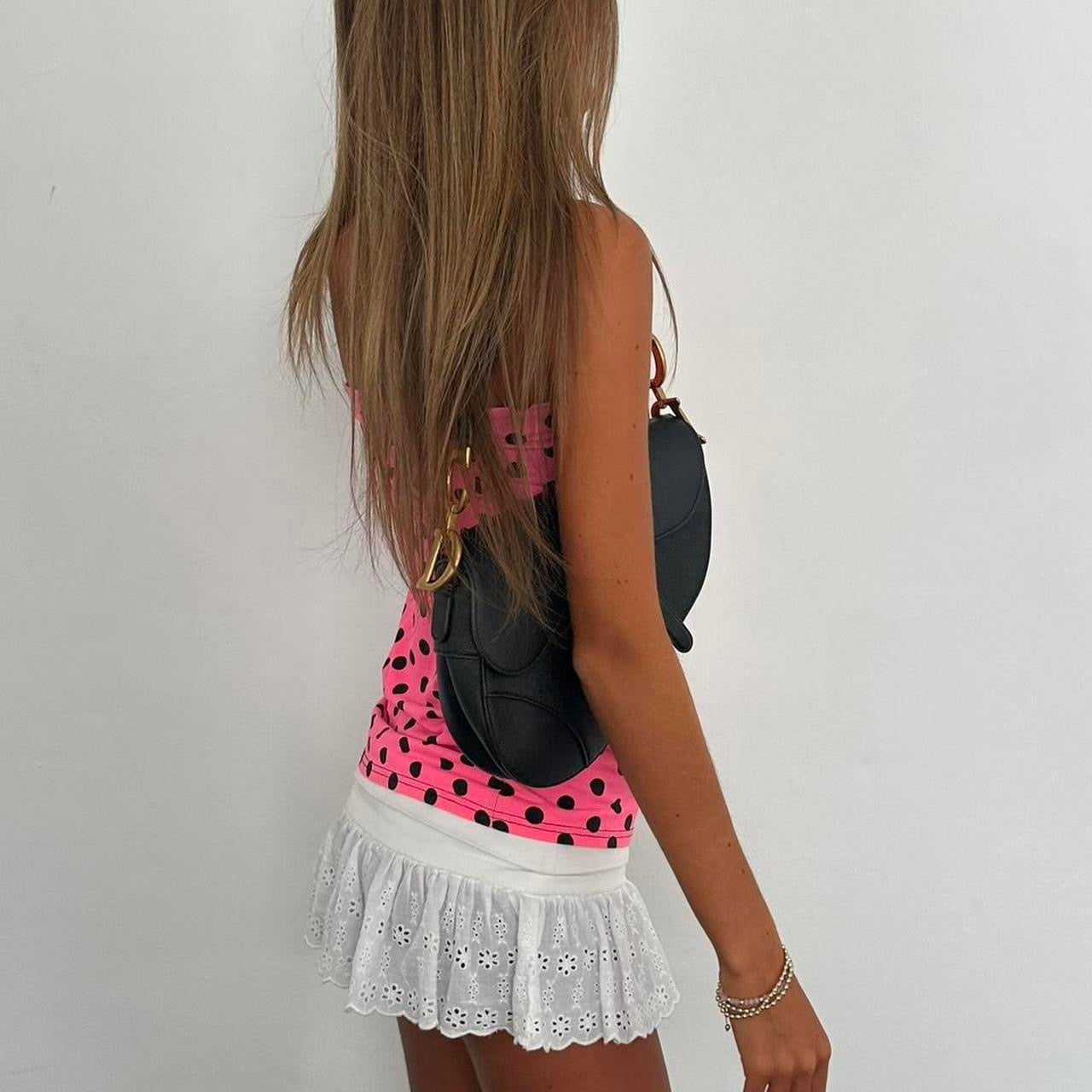 Vintage 2000’s pink polka dot tube strapless top
