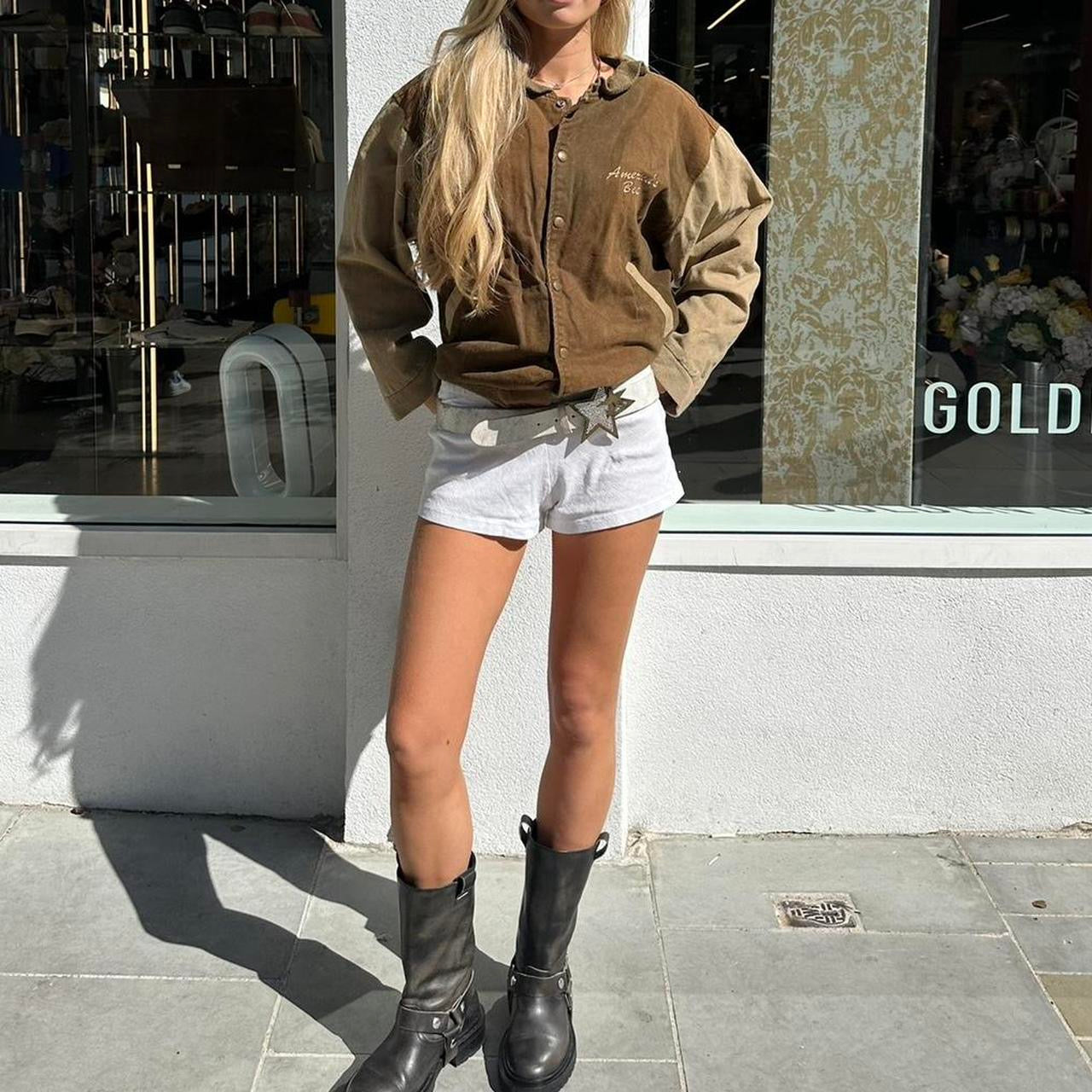 Vintage 90’s brown Hustler bomber jacket