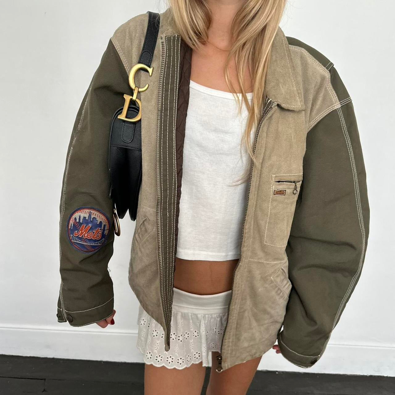 Vintage 90’s khaki suede and canvas jacket