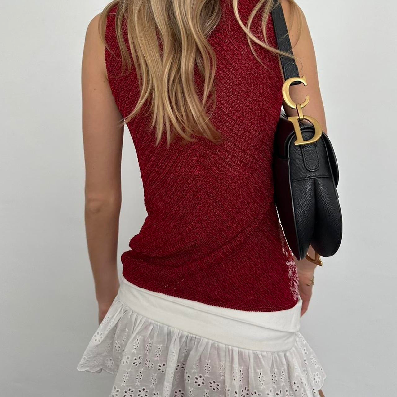 Vintage sequin crochet cami top