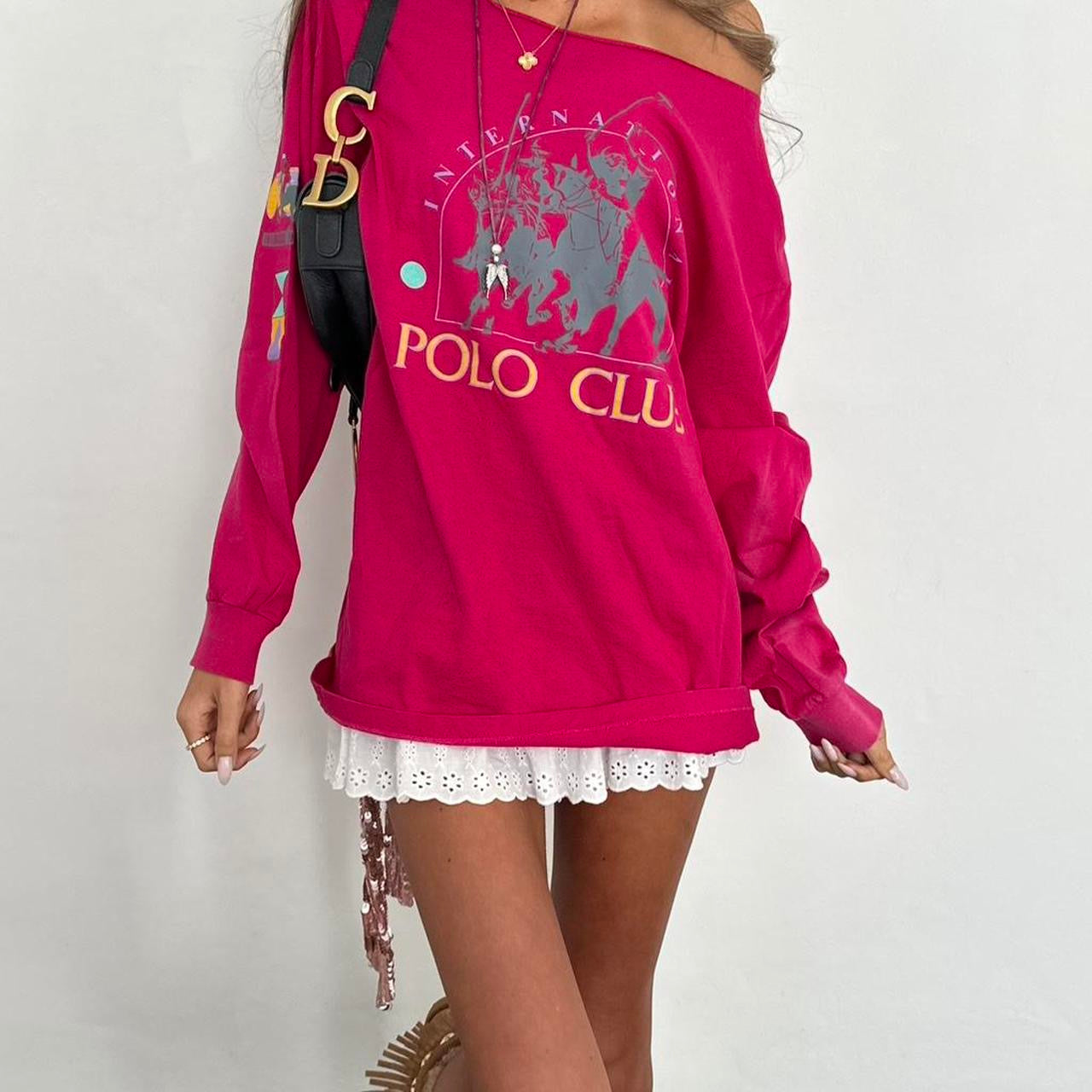 Vintage 00s pink polo club long sleeve top