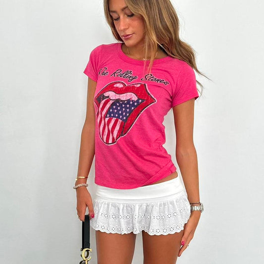Vintage 00s pink Rolling Stones baby tee