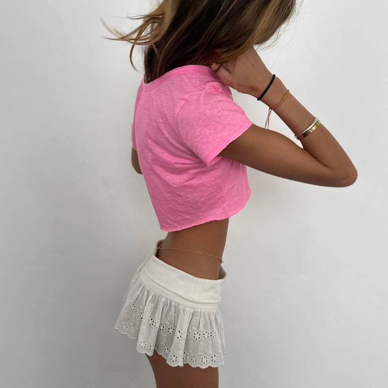 Vintage 2000s pink cropped baby tee