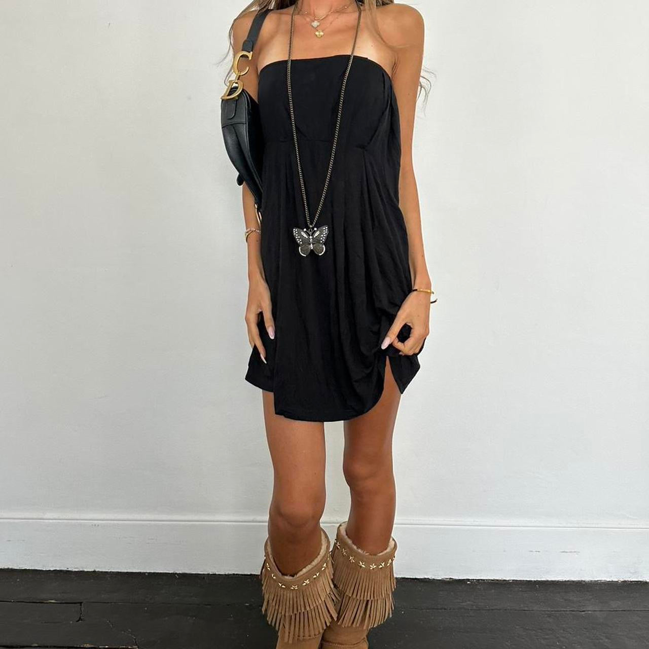 Vintage strapless black mini dress