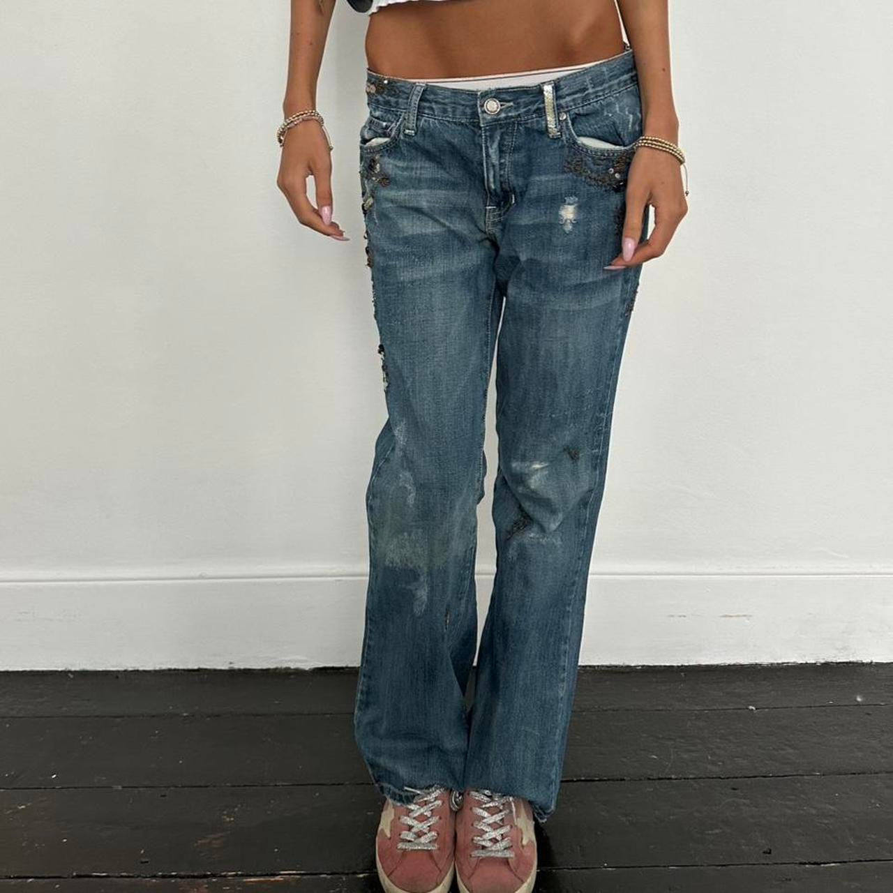 Vintage 2000’s Abercrombie and Fitch bootcut blue jeans