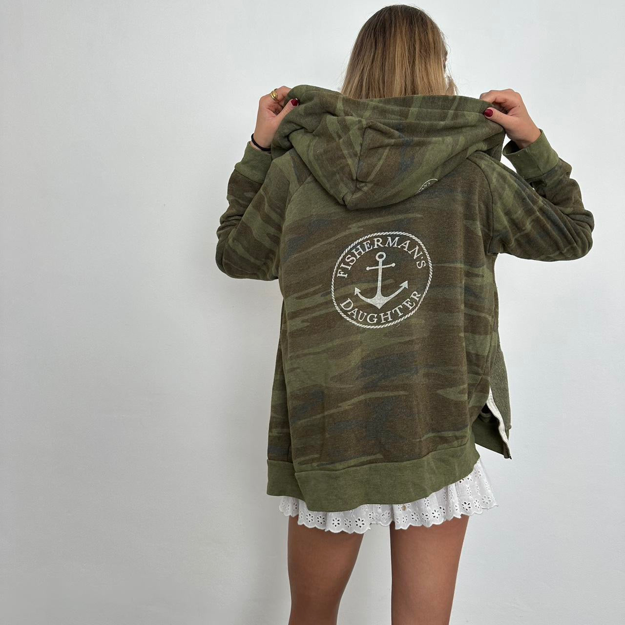 Vintage camouflage relaxed fit hoodie