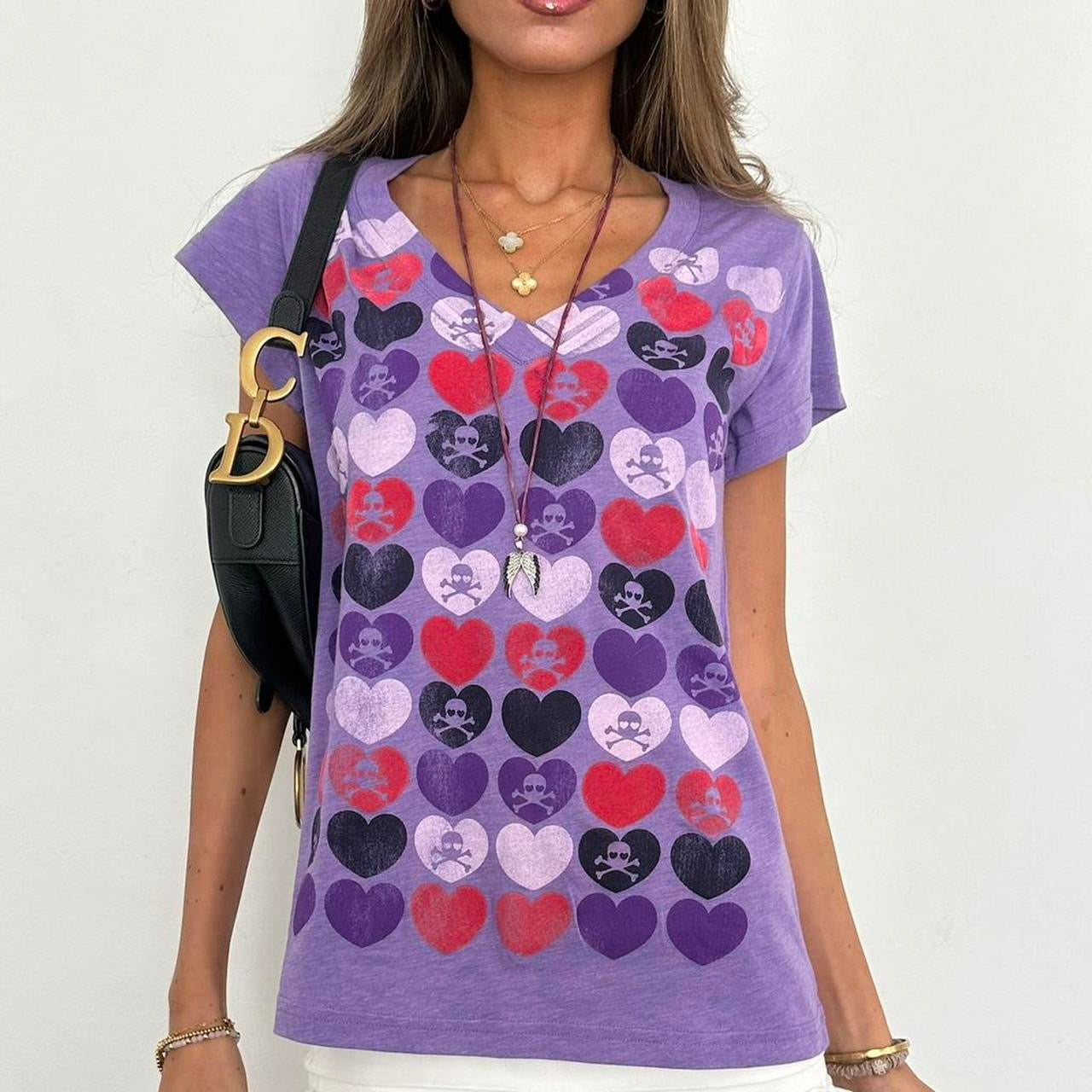 Vintage 00s purple skull and crossbones top