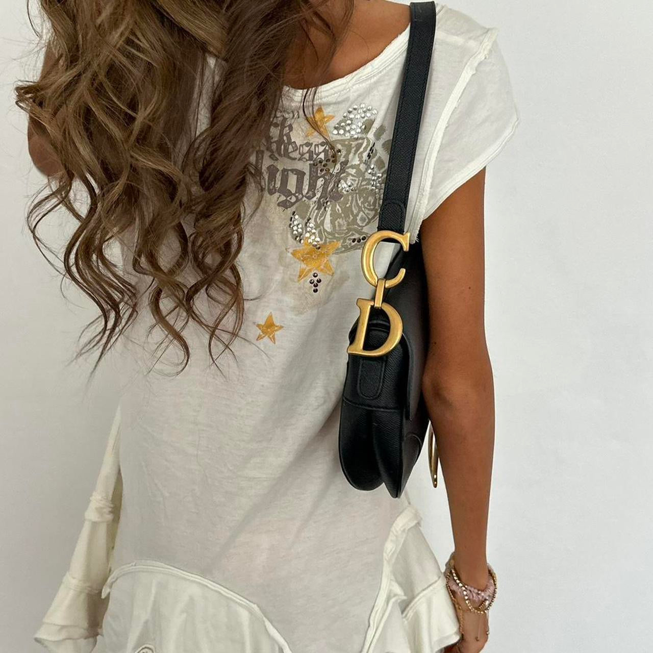 Vintage 00s white pixie long top styled as micro dress