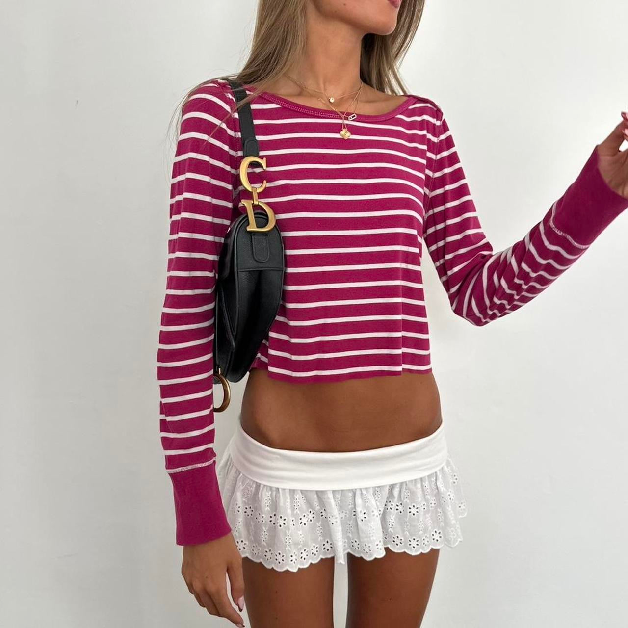 Vintage 90’s Ralph Lauren striped dark pink long sleeve top
