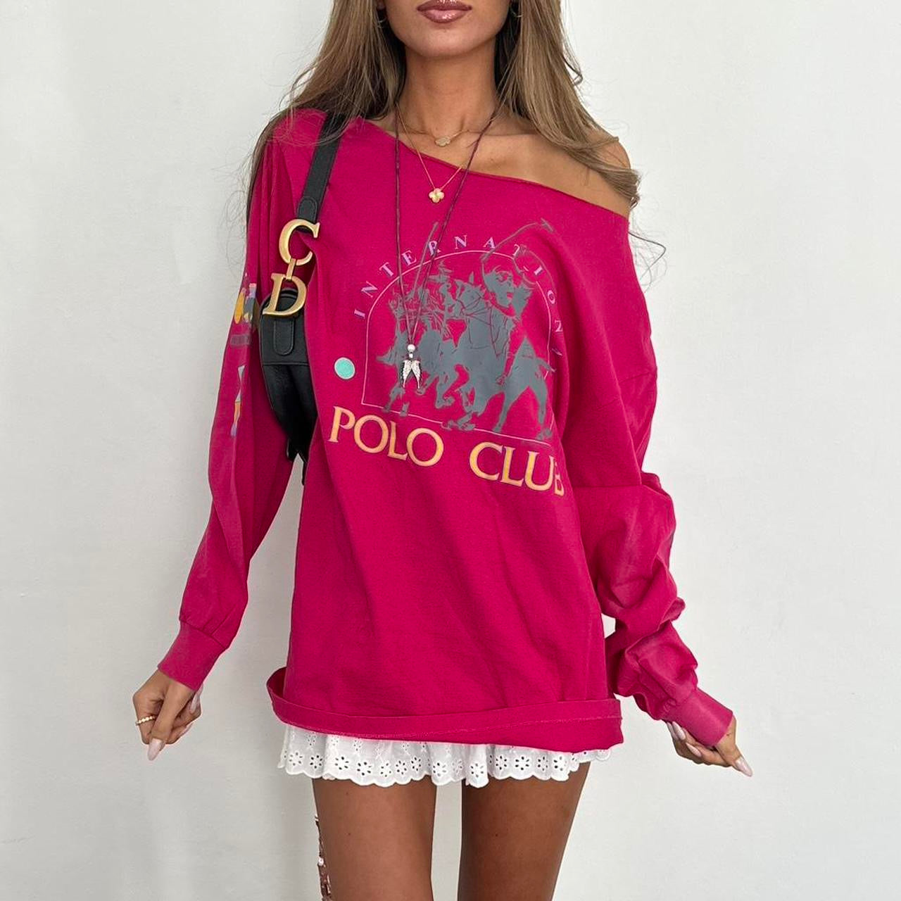 Vintage 00s pink polo club long sleeve top