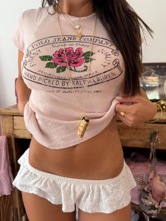 Vintage 00s Polo Ralph Lauren rose baby tee