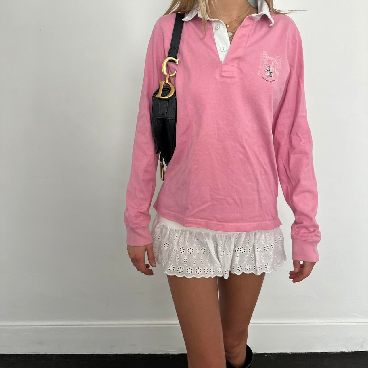 Vintage 90’s rare pink Ralph Lauren long sleeve polo