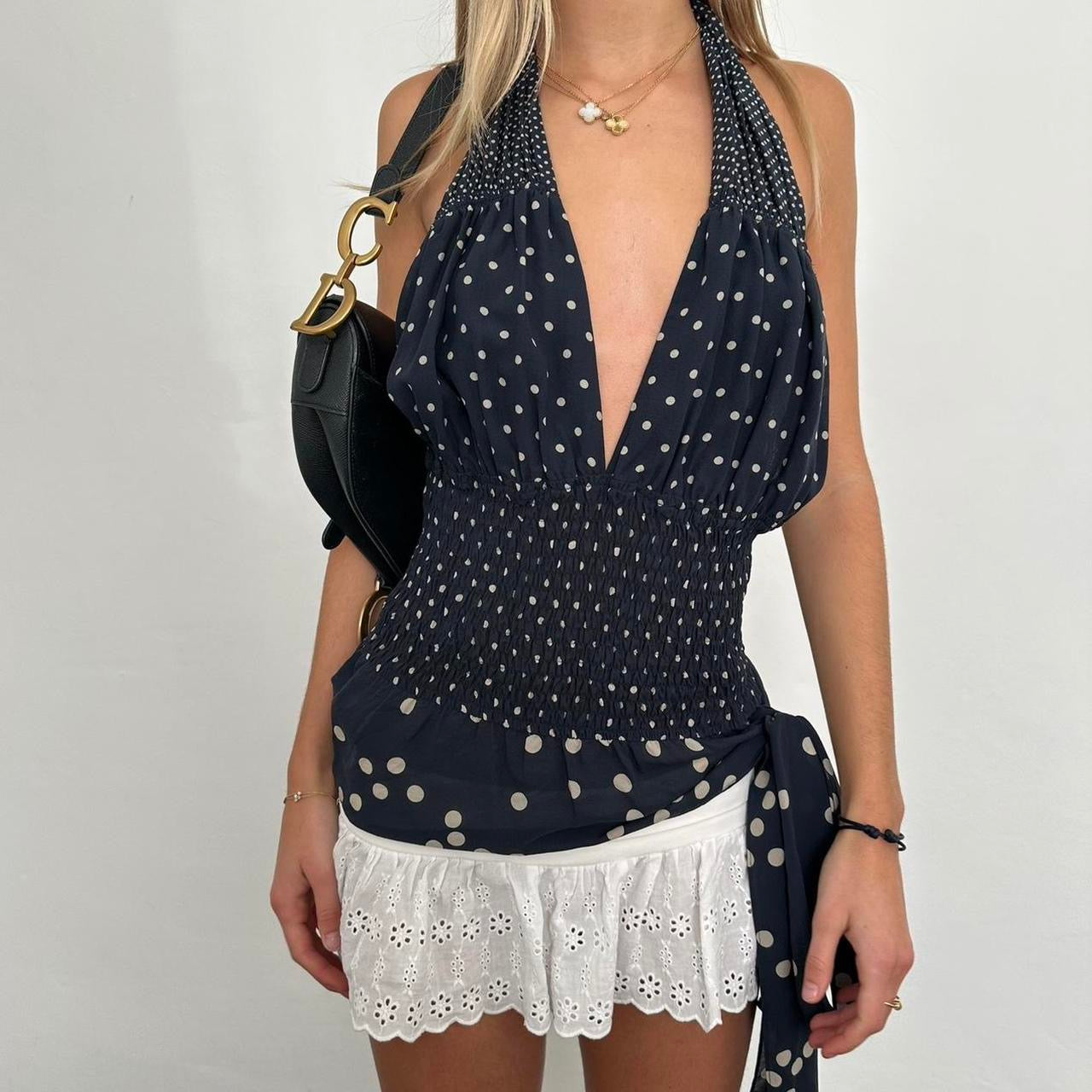 Vintage polka dot halter neck top