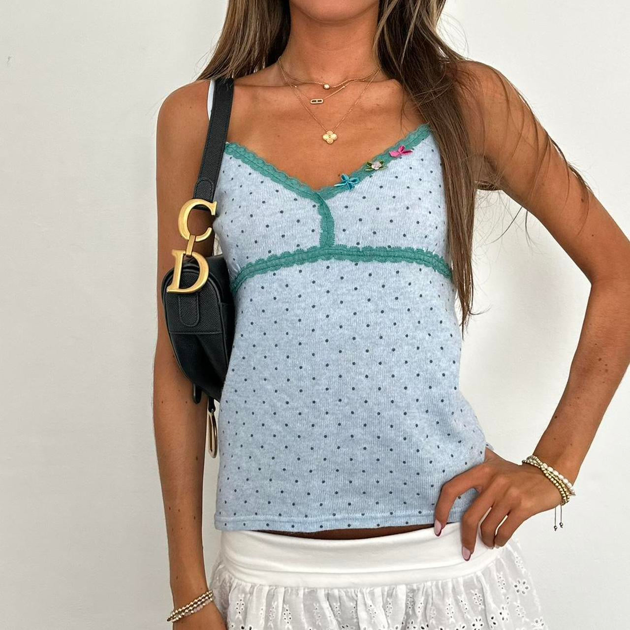 Vintage 2000’s soft knit polka dot cami top