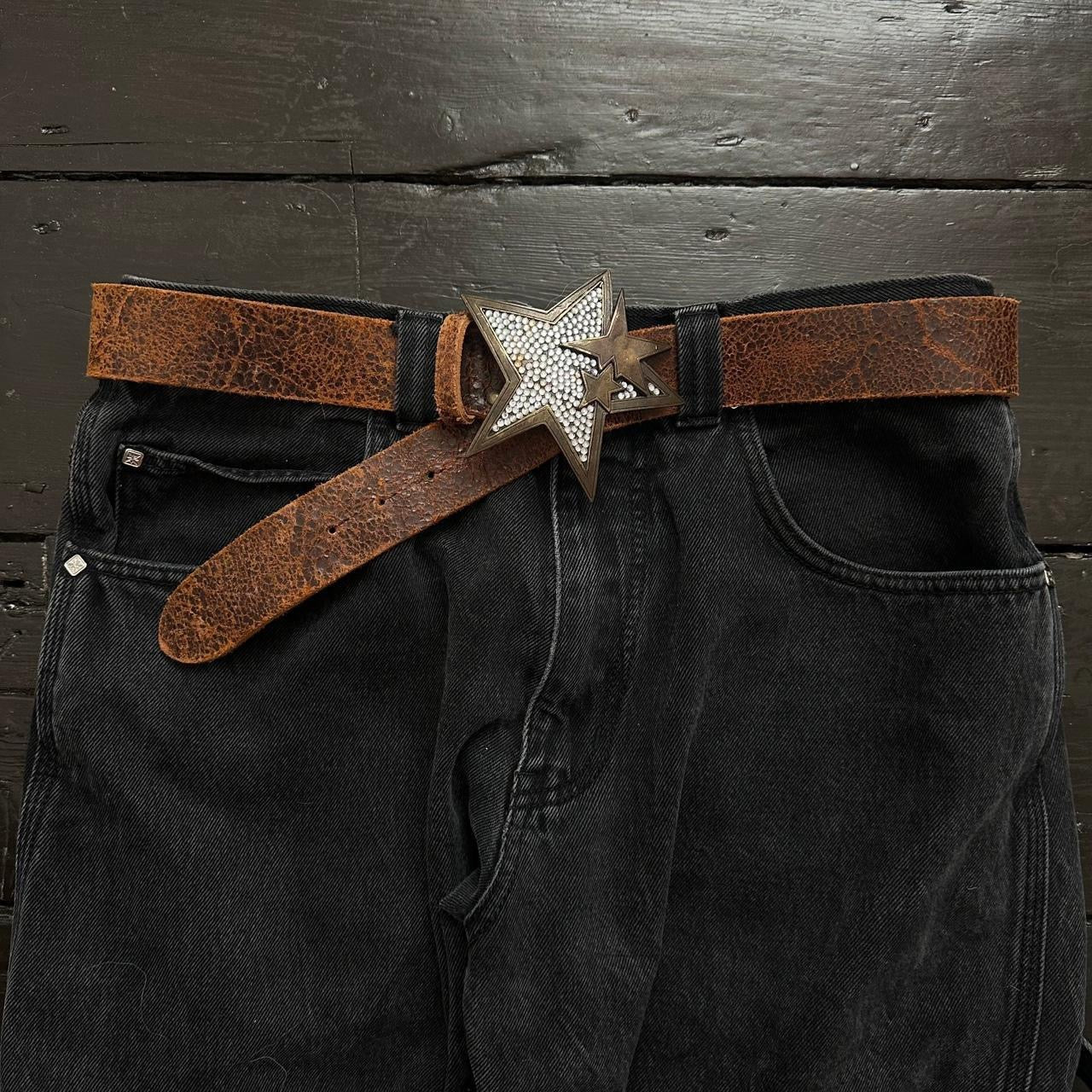 Vintage star leather belt