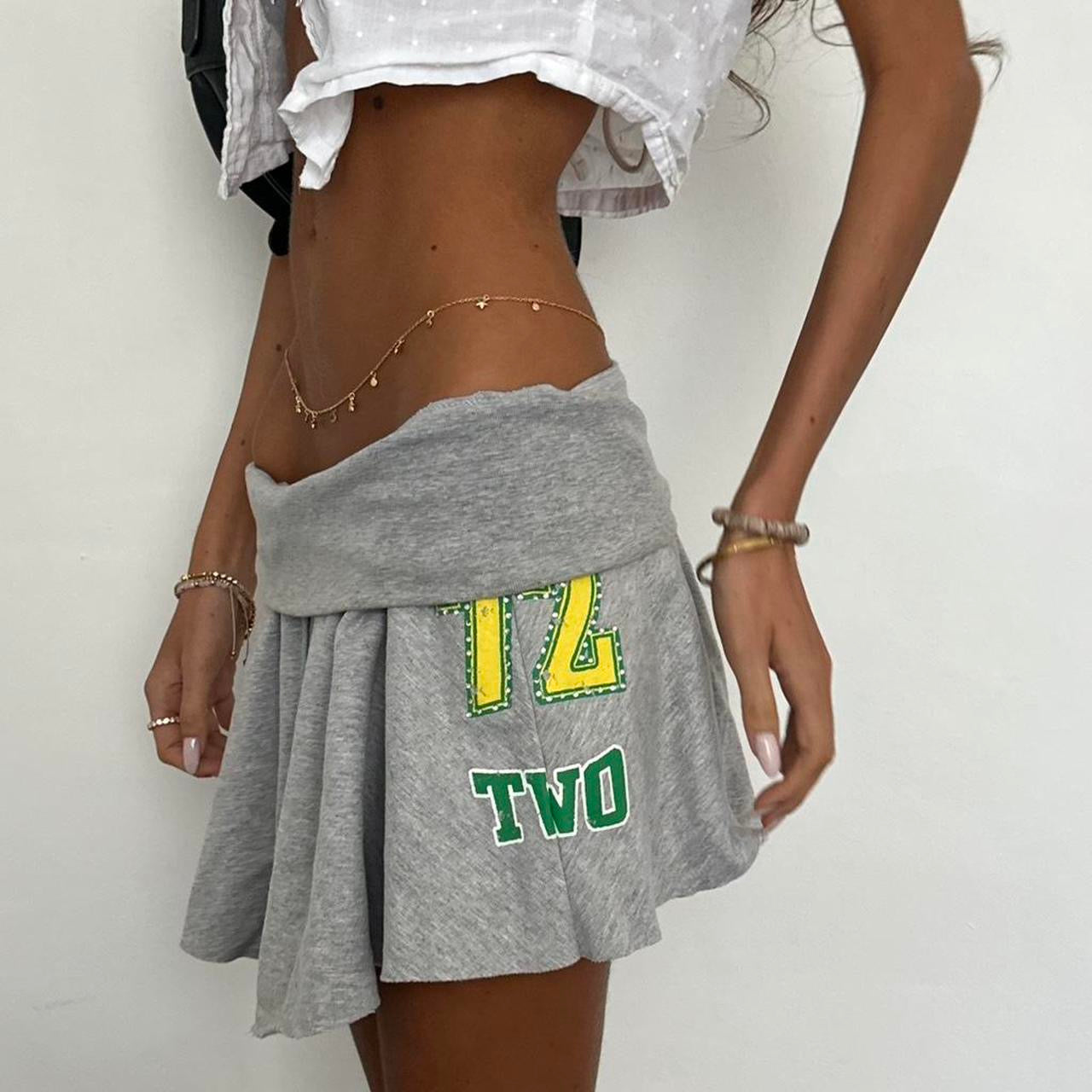 Vintage 00s grey foldover mini skirt