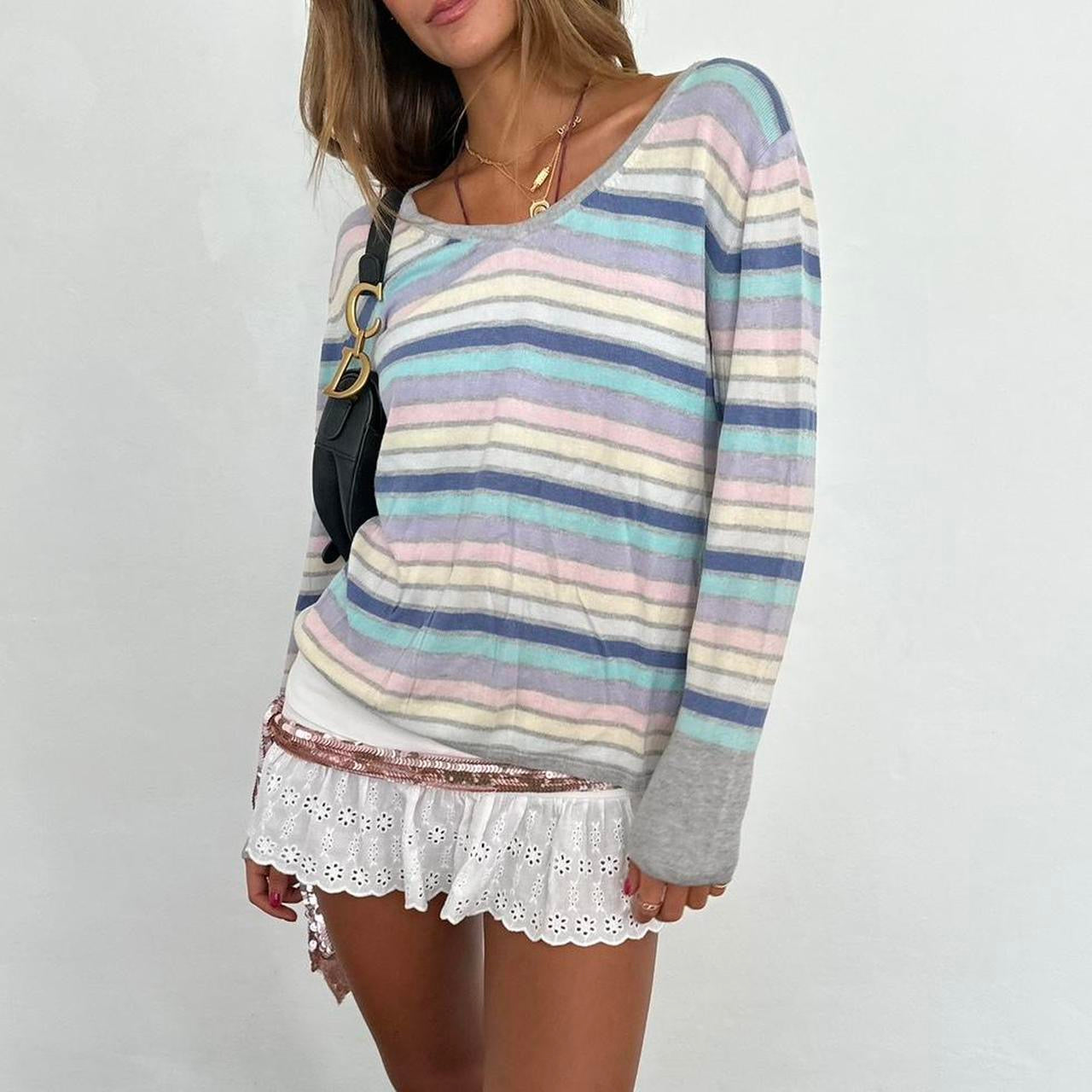 Vintage 90s pastel striped long sleeve top