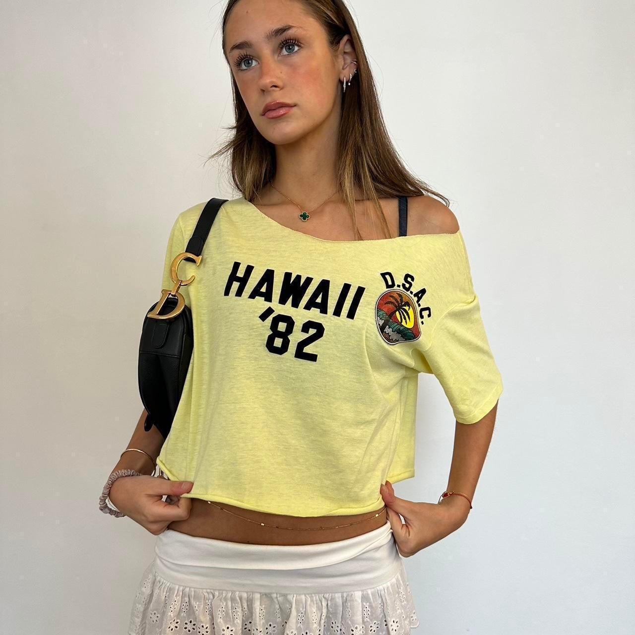 Vintage Hawaii 80s athletic club vintage off shoulder top