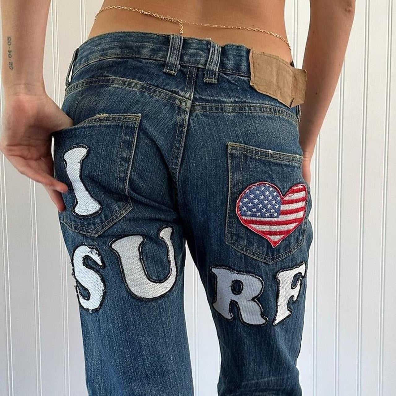 Vintage iconic rare 90s I love surf jeans