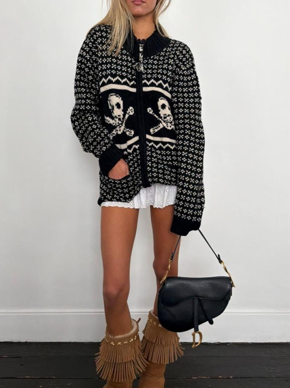 Vintage 00’s knit zip up cardigan jacket