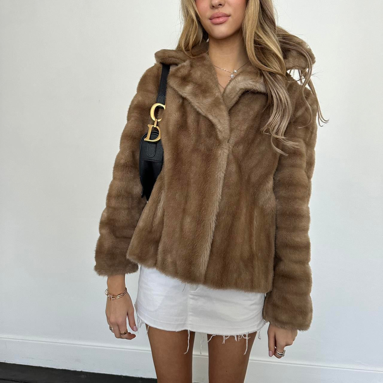 Vintage 2000’s brown faux fur jacket