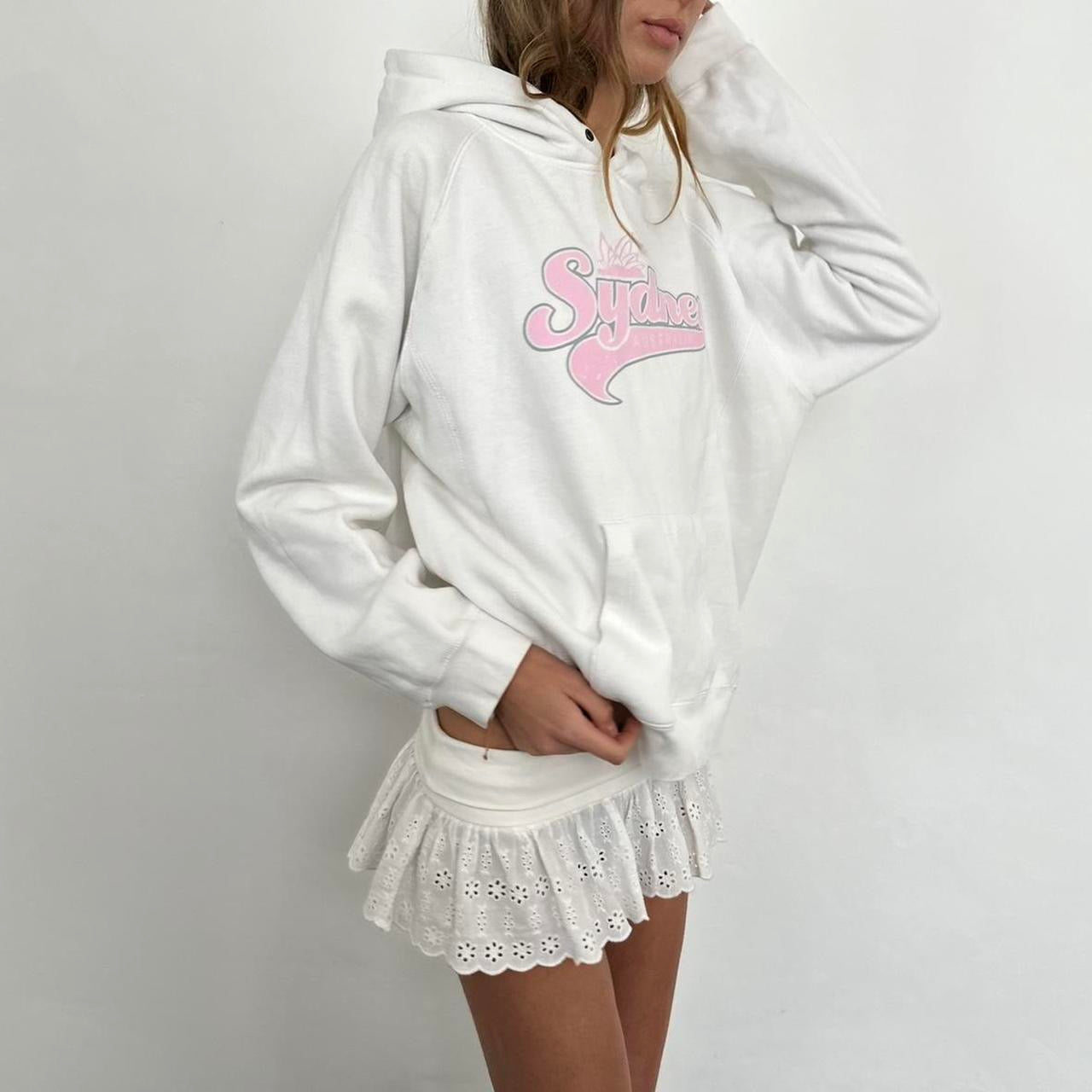 Vintage Sydney 90s white pink hoodie